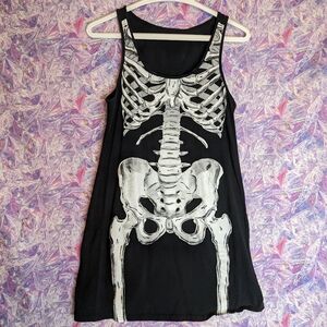 Spirit Halloween Sexy Costume Skeleton Print Black Mini Dress Size M